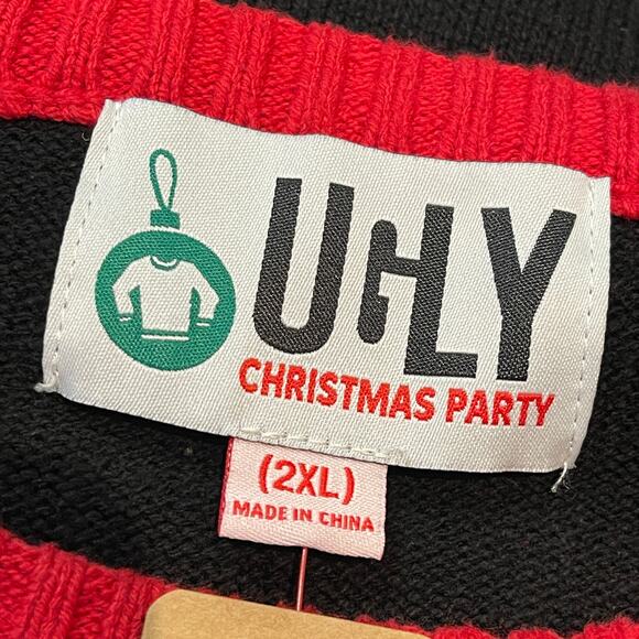Ugly Christmas Party PARTY ANIMAL Beer Chugging Reindeer Sweater Size 2XL - Picture 3 of 3